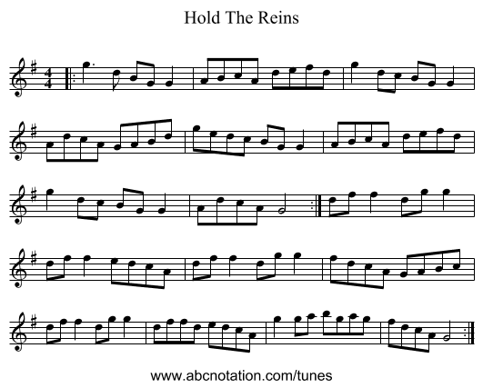 Hold The Reins - staff notation
