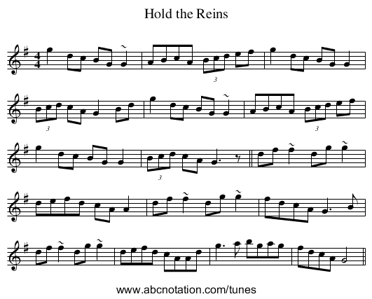 Hold the Reins - staff notation