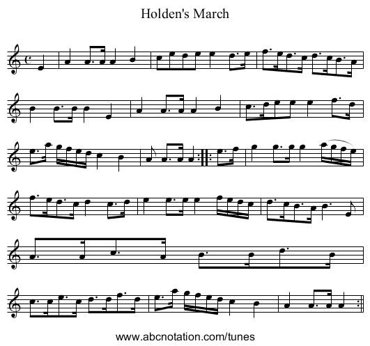 Holden's March - staff notation