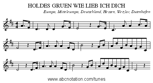 HOLDES GRUEN WIE LIEB ICH DICH - staff notation