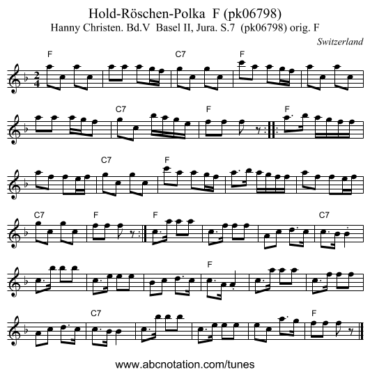 Hold-Röschen-Polka F (pk06798) - staff notation