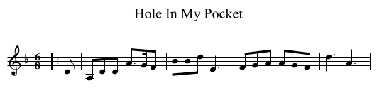 Hole In My Pocket - staff notation