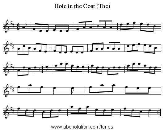 Hole in the Coat (The) - staff notation