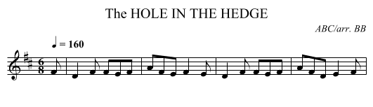 HOLE IN THE HEDGE, The - staff notation