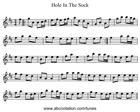 Hole In The Sock - staff notation