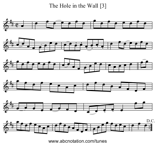 Hole in the Wall [3], The - staff notation