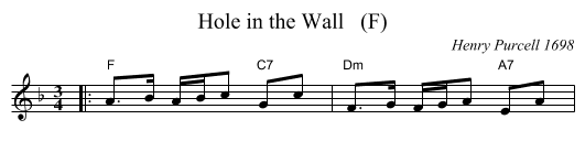 Hole in the Wall   (F) - staff notation