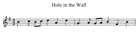 Hole in the Wall - staff notation