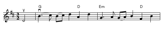 Hole in the Wall - staff notation
