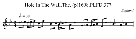 Hole In The Wall,The. (p)1698.PLFD.377 - staff notation