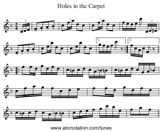 Holes in the Carpet - staff notation