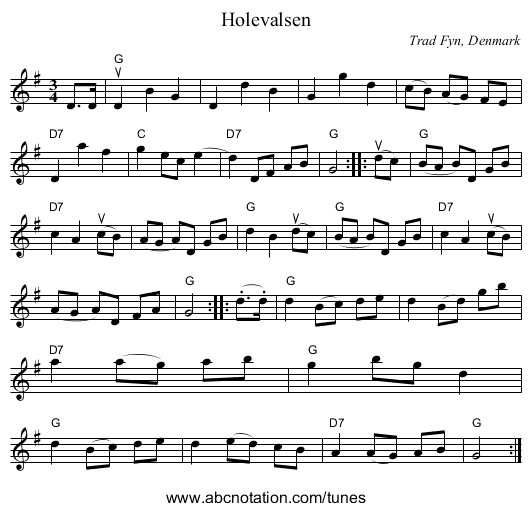 Holevalsen - staff notation