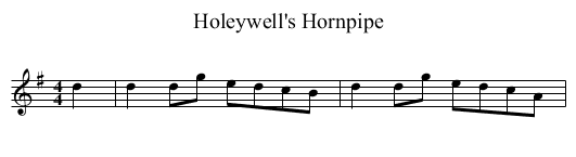 Holeywell's Hornpipe - staff notation