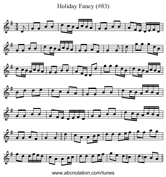 Holiday Fancy (#83) - staff notation