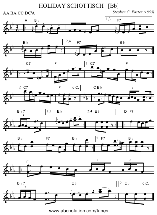 HOLIDAY SCHOTTISCH   [Bb] - staff notation