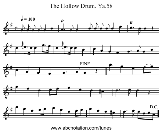 Hollow Drum. Ya.58, The - staff notation