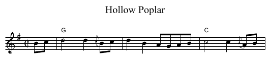 Hollow Poplar - staff notation