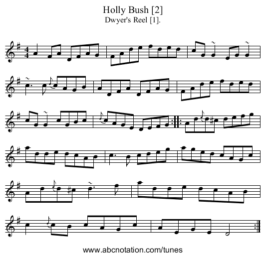 Holly Bush [2] - staff notation
