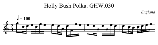 Holly Bush Polka. GHW.030 - staff notation