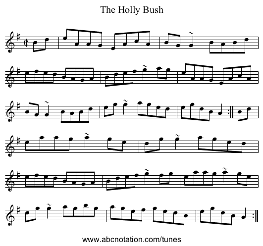 Holly Bush, The - staff notation