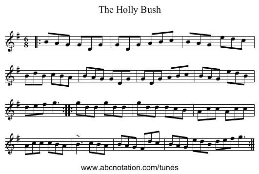 Holly Bush, The - staff notation