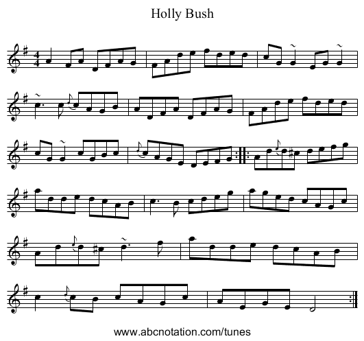 Holly Bush - staff notation