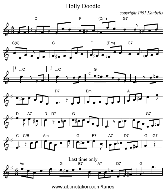 Holly Doodle - staff notation