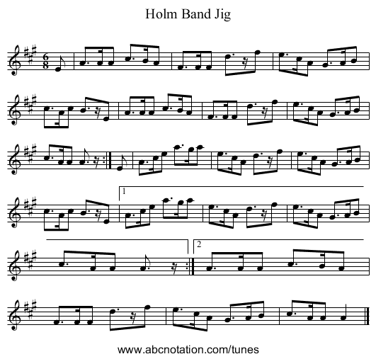 Holm Band Jig - staff notation
