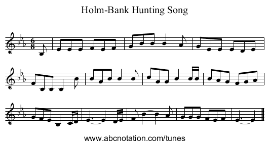 Holm-Bank Hunting Song - staff notation