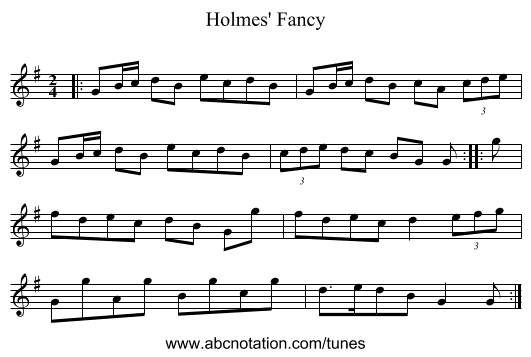 Holmes' Fancy - staff notation