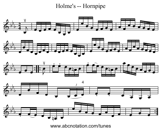 Holme's -- Hornpipe - staff notation