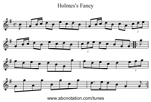 Holmes's Fancy - staff notation