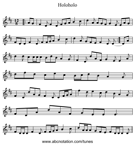 Holoholo - staff notation
