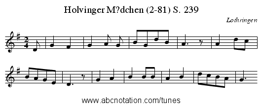 Holvinger M?dchen (2-81) S. 239 - staff notation