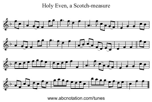Holy Even, a Scotch-measure - staff notation