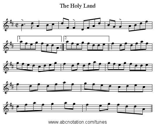 Holy Land, The - staff notation