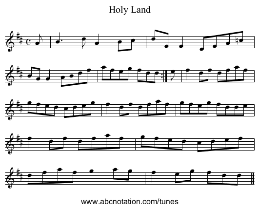 Holy Land - staff notation