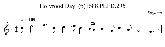 Holyrood Day. (p)1688.PLFD.295 - staff notation