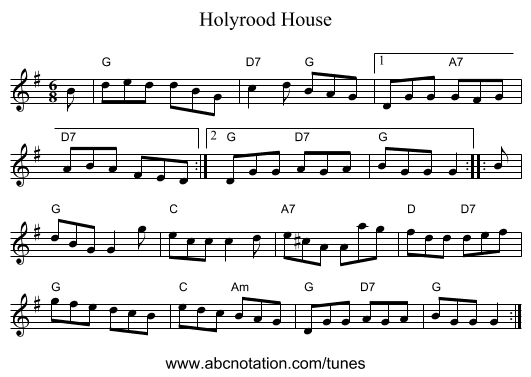 Holyrood House - staff notation