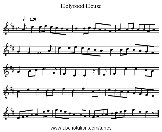 Holyrood House - staff notation