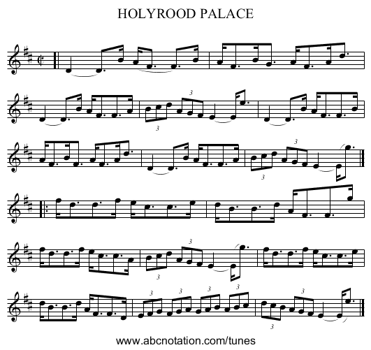 HOLYROOD PALACE - staff notation