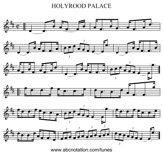 HOLYROOD PALACE - staff notation