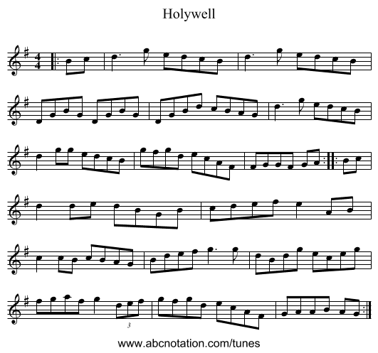 Holywell - staff notation