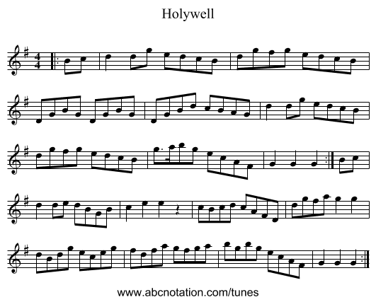 Holywell - staff notation