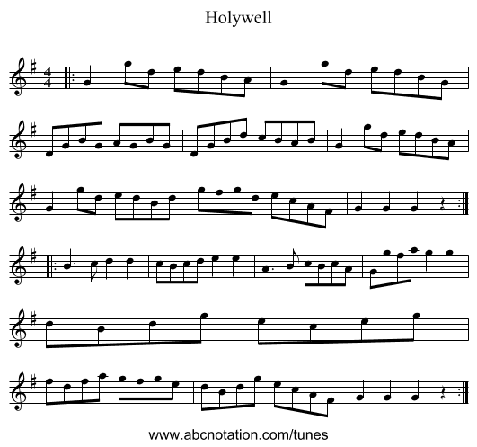 Holywell - staff notation