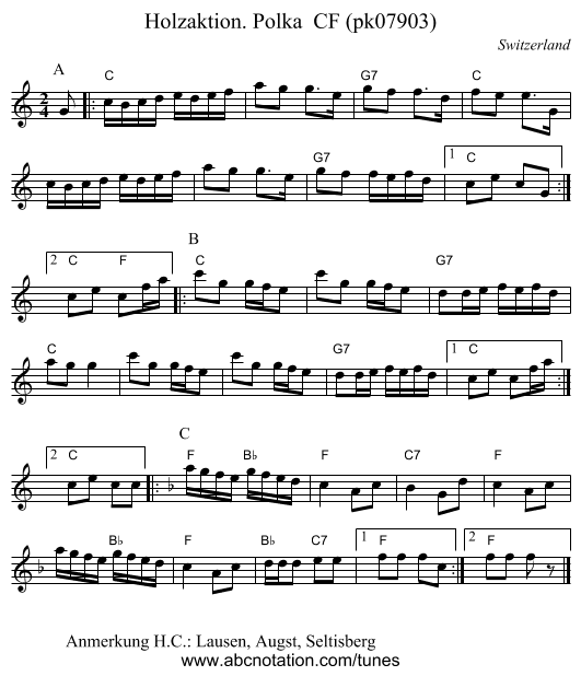Holzaktion. Polka  CF (pk07903) - staff notation