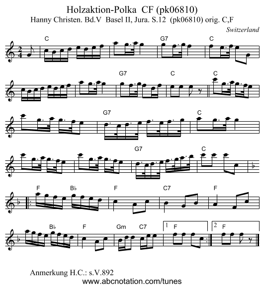 Holzaktion-Polka  CF (pk06810) - staff notation