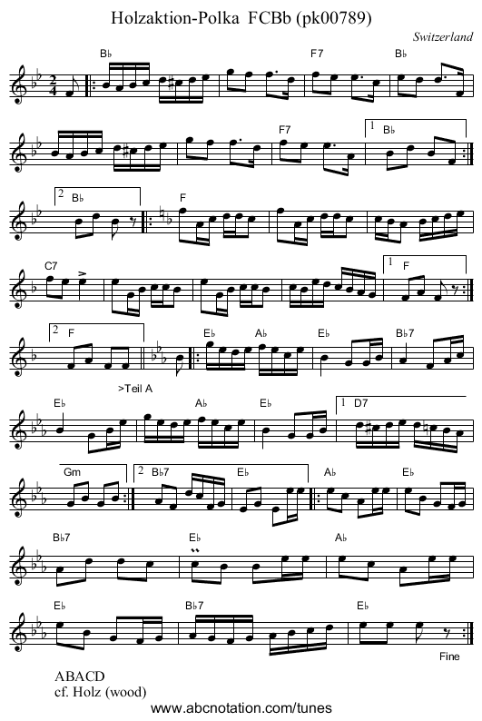Holzaktion-Polka  FCBb (pk00789) - staff notation
