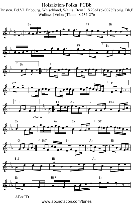 Holzaktion-Polka FCBb - staff notation