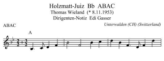 Holzmatt-Juiz  Bb  ABAC - staff notation